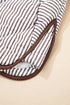 Striped Quilted Snap Front Contrast Trim Collared Vest